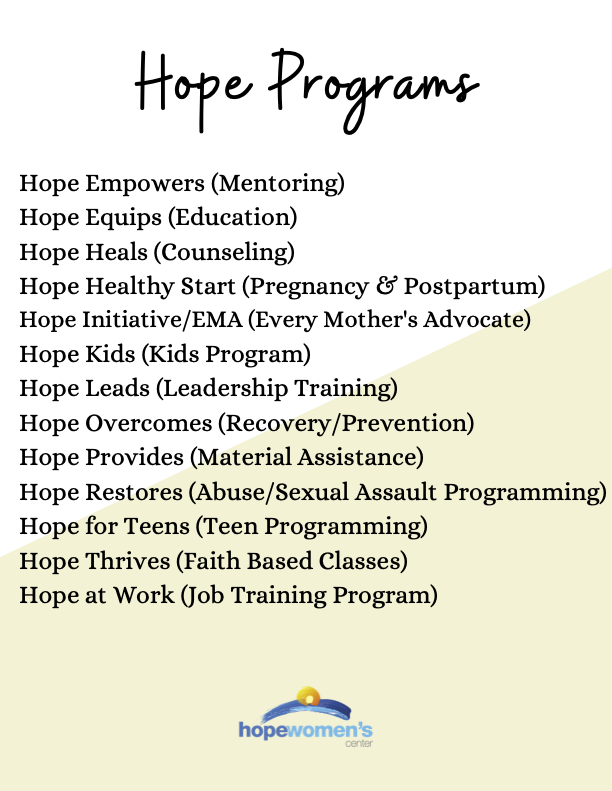 Programs Hope Women's Center